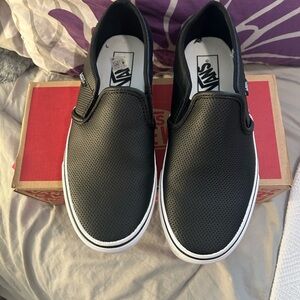 NWT Vans Classic Slip-On Perforated Leather - Black